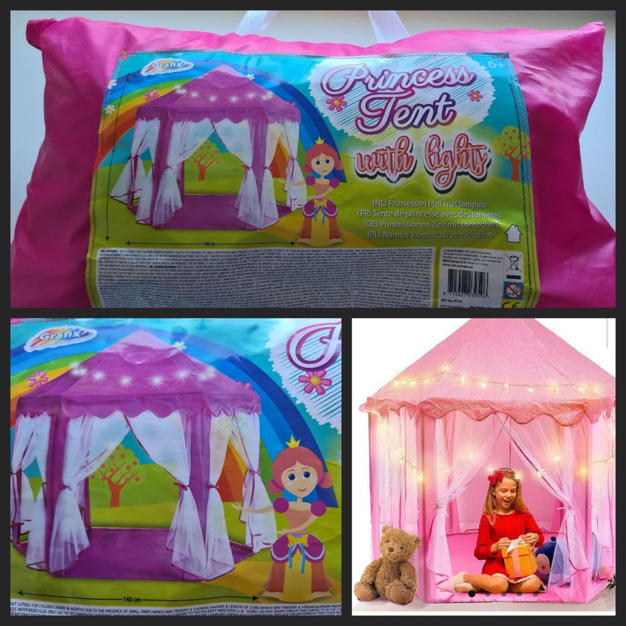 Roze speelgoedtent Grafix, model Princess met lichtjes