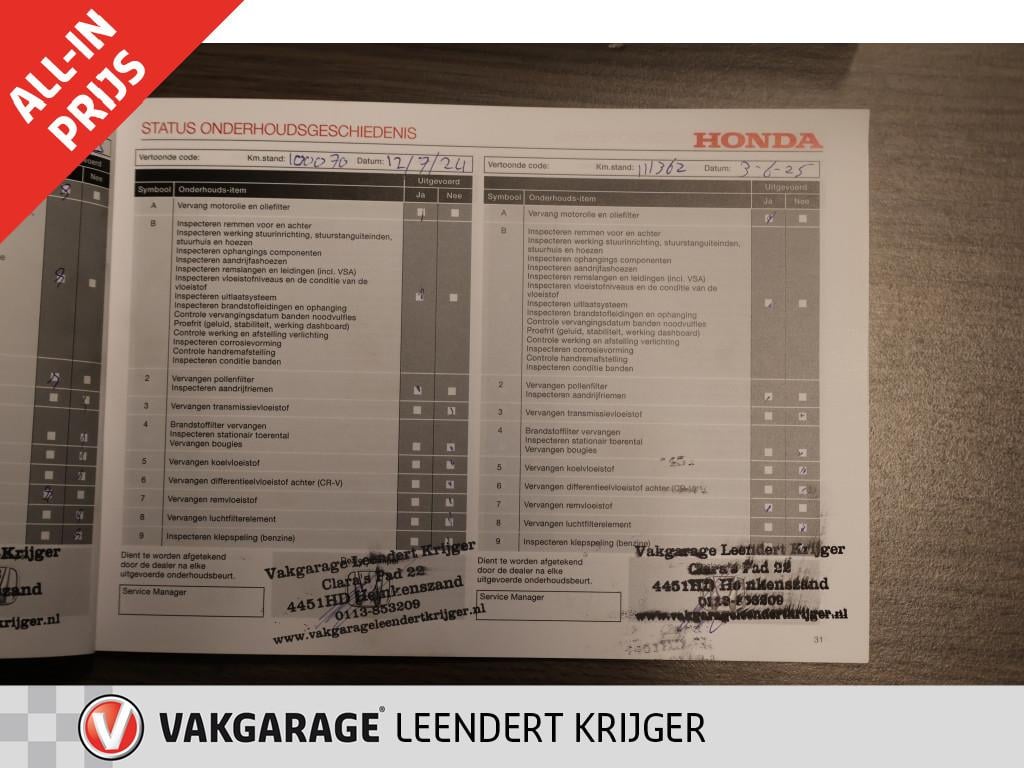 Honda CR-V 2.0 elegance 12 maanden bovag garantie | rijklaarprijs