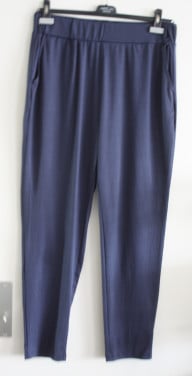 Donkerblauwe gladde broek met elastiek maat 3xl