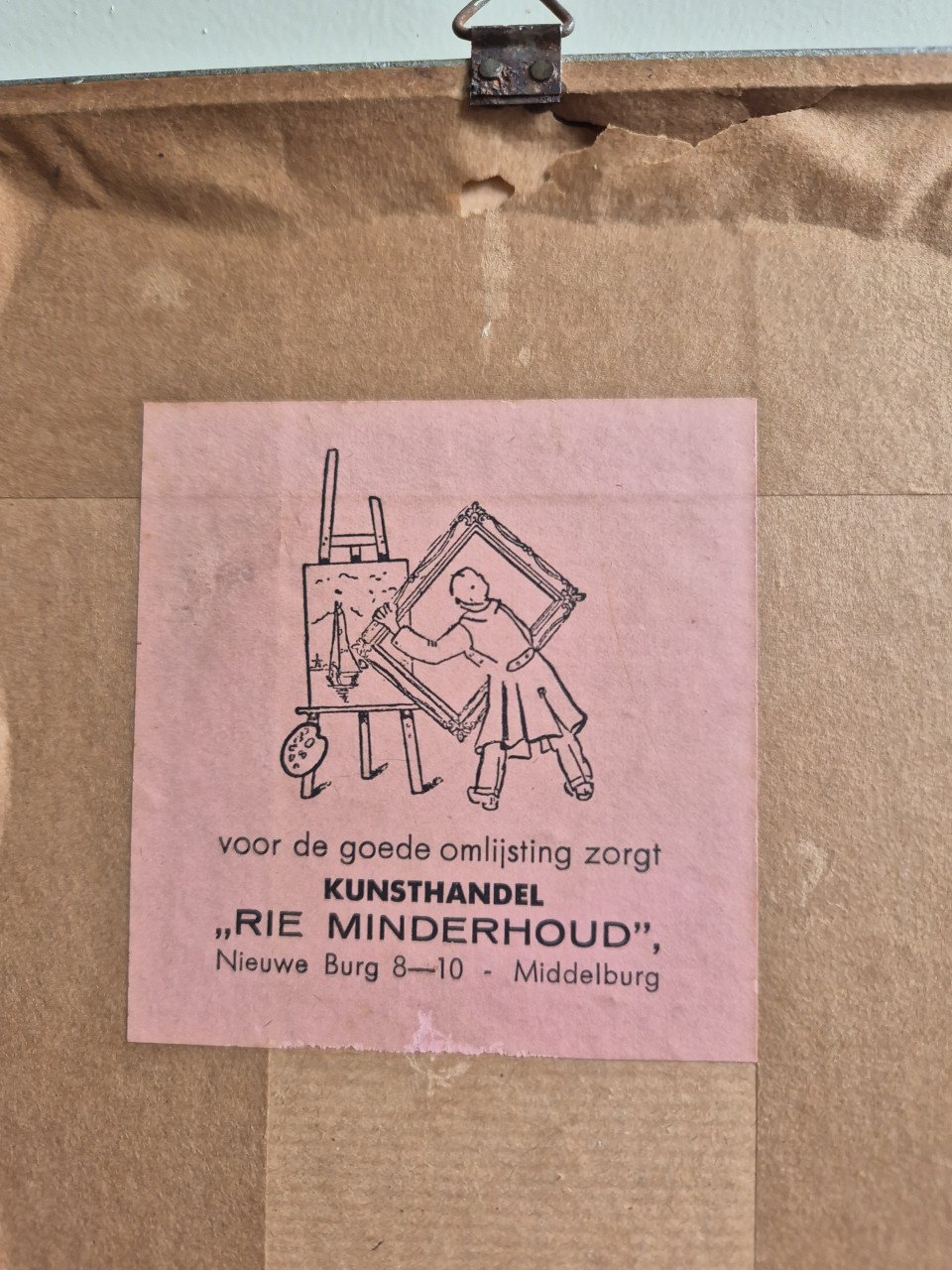 Vintage schilderij met afbeelding hert met jong  Door Han van Meegeren