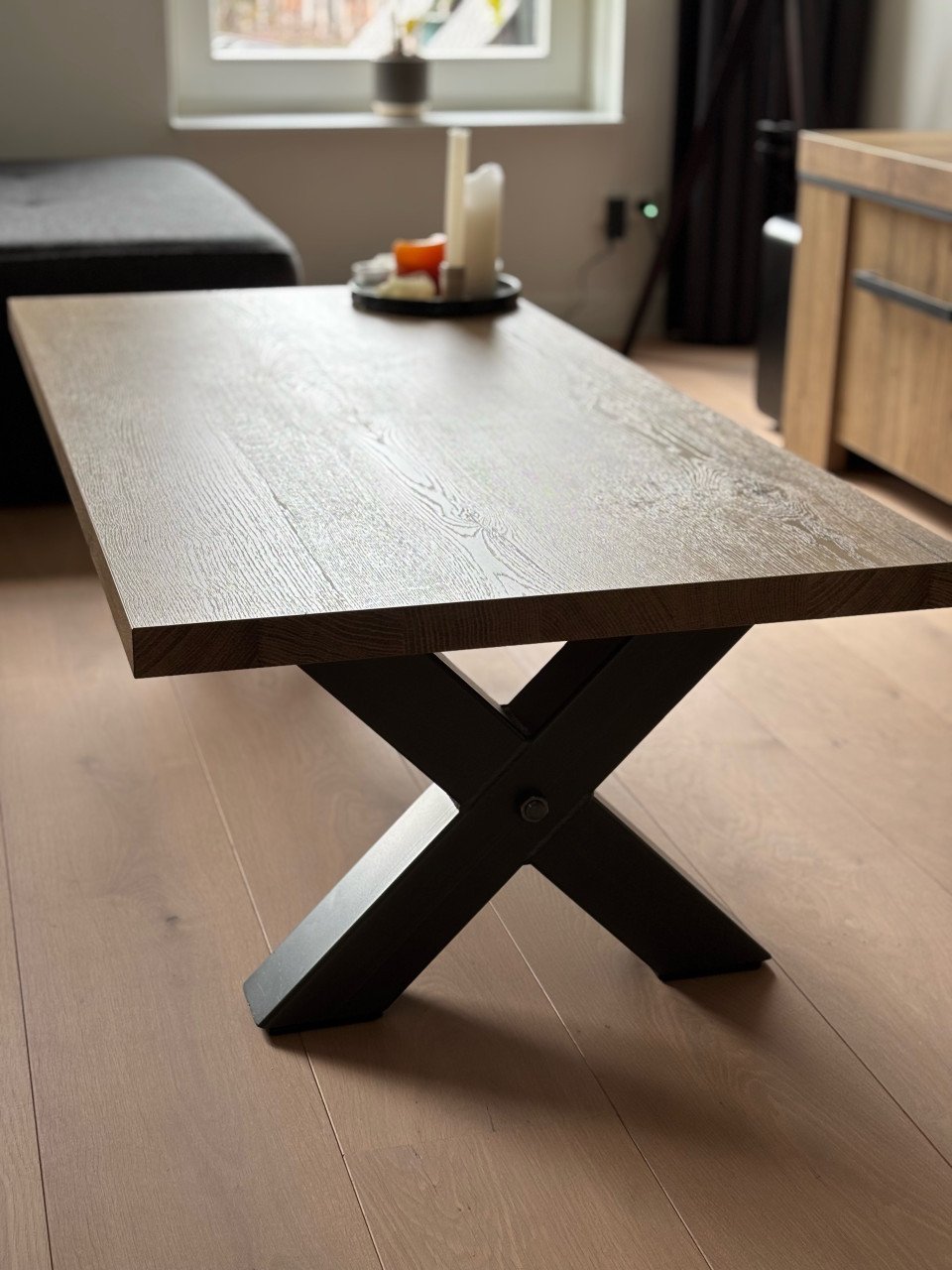 Salontafel poot X hout 135cm