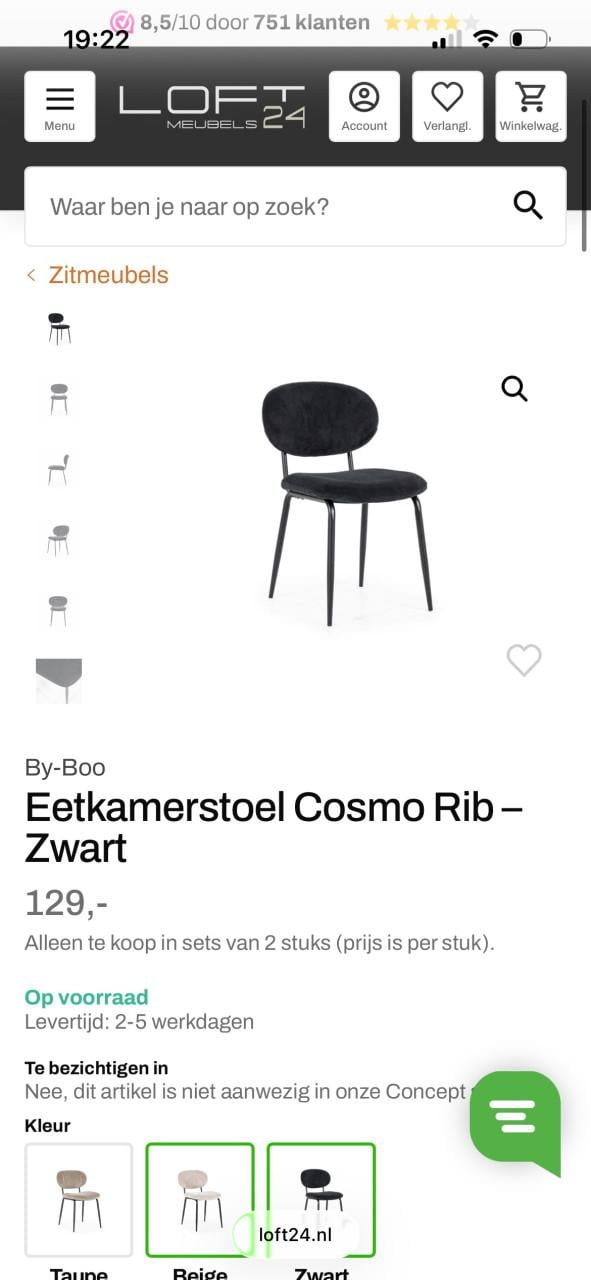 Eetkamerstoelen By-Boo 4x