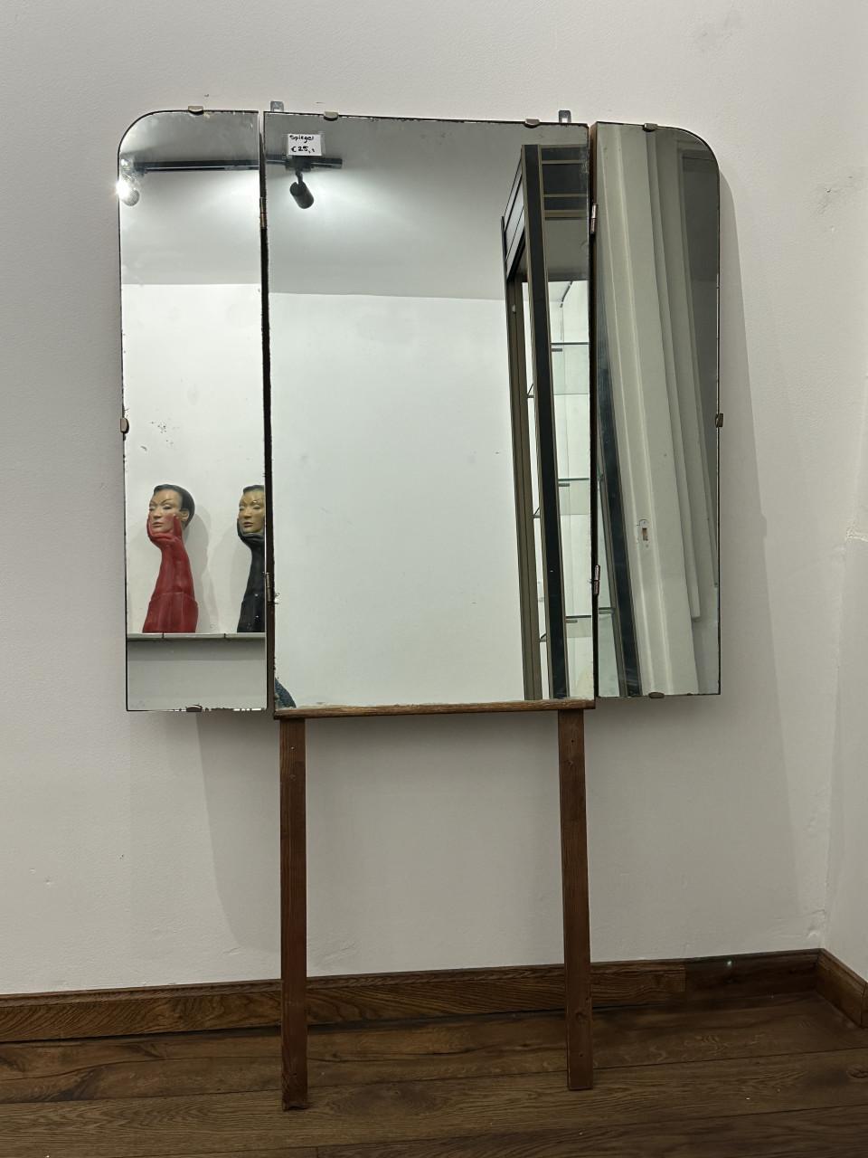Vintage/brocante drieluik spiegel
