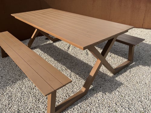 Mundo picknicktafel in pumpkin aluminium - L 200 x B 174 x H 75 cm