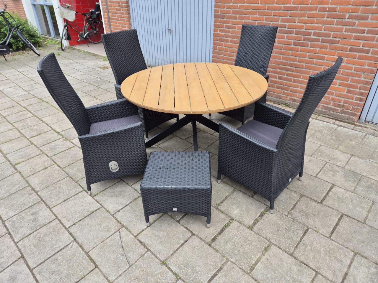Dinner Tuinset, verstelbare stoelen (Bezorging mogelijk)