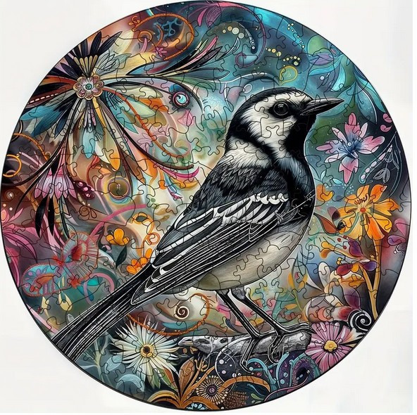 Houten puzzel A3 : kwikstaart ( speciale dieren stukjes )