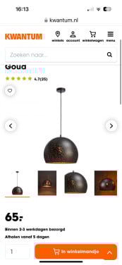 Hanglamp Gemino Zwart Goud
