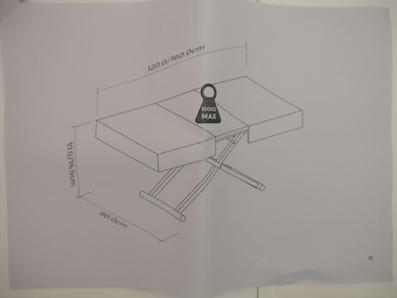Uitschuifbaar en in hoogte te verstellen witte eet/salontafel