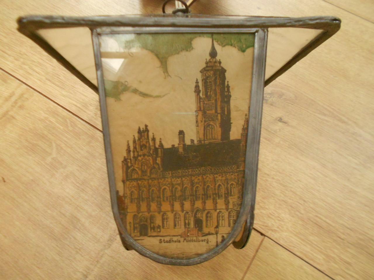 Glas in lood hang lamp lantaarn Middelburg st joris, lange jan, stadhuis