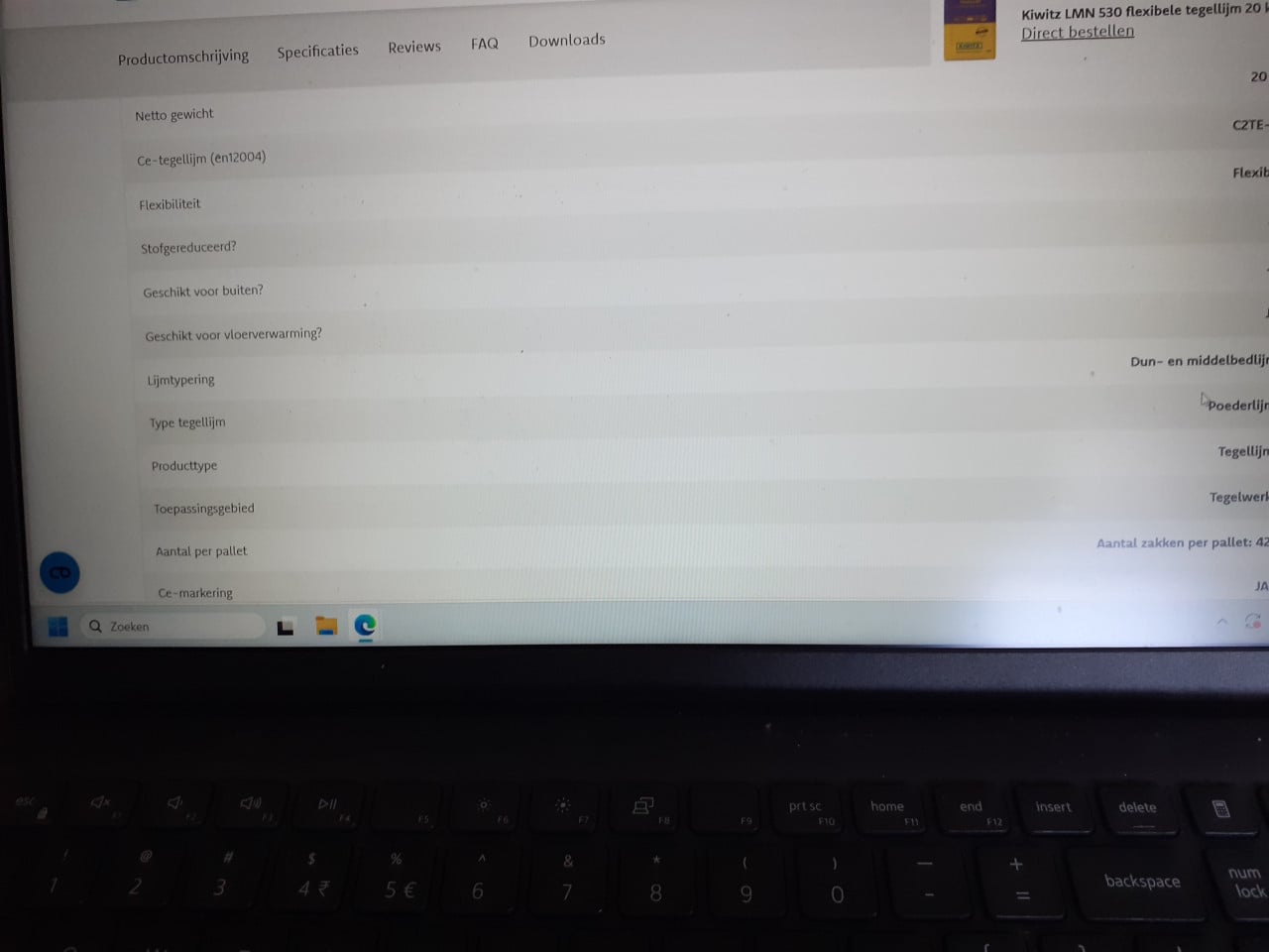 Palletvoordeel KIWITZ lmn 530 tegellijm 42 zak v 650 ex bij HHZB