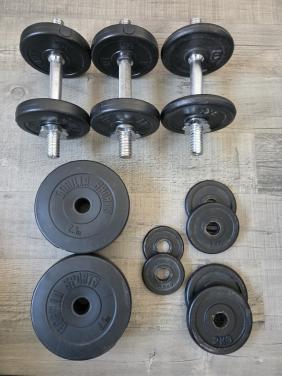 Metalen halters 3st. met verwisselbare gewichten