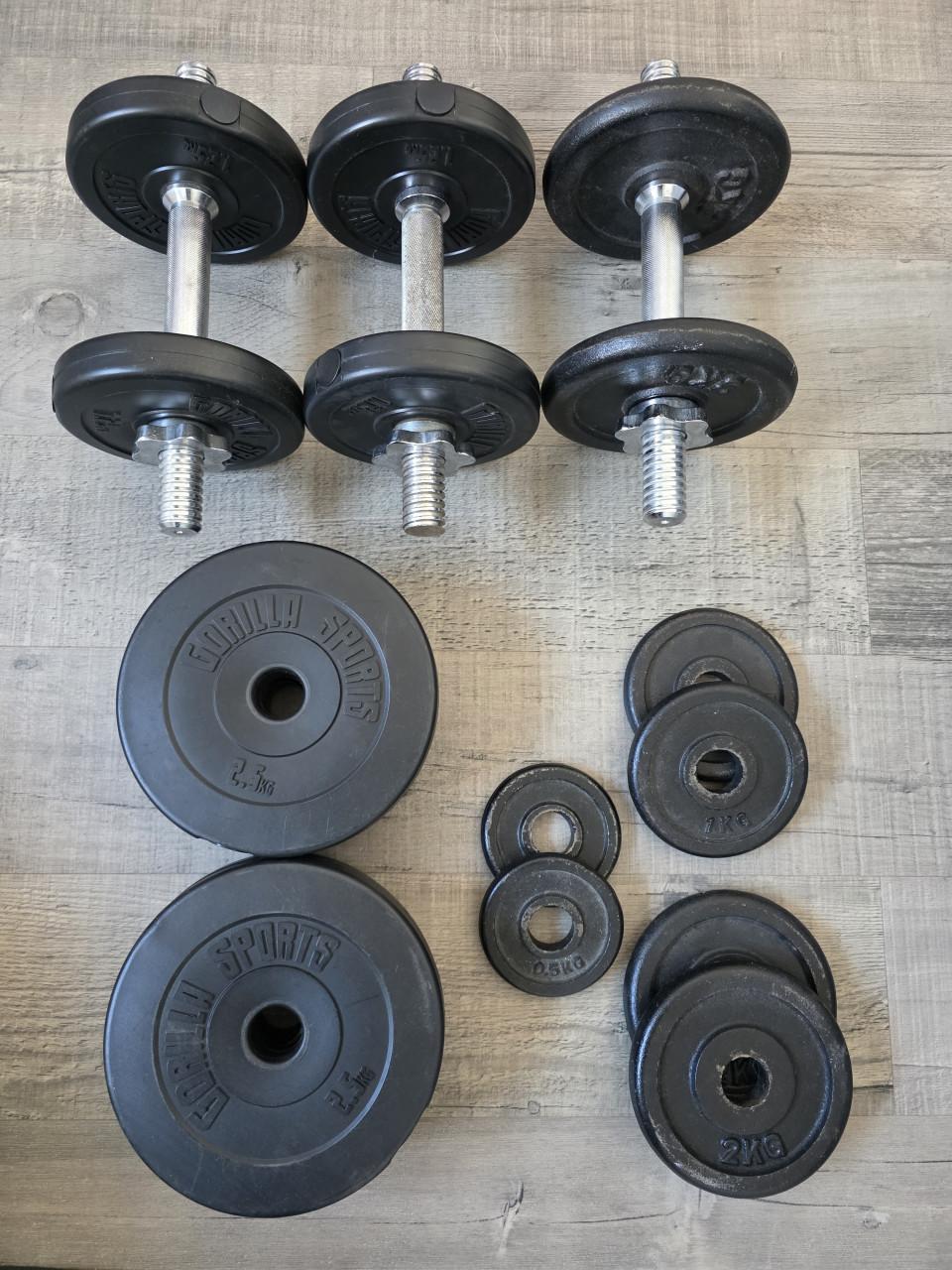 Metalen halters 3st. met verwisselbare gewichten