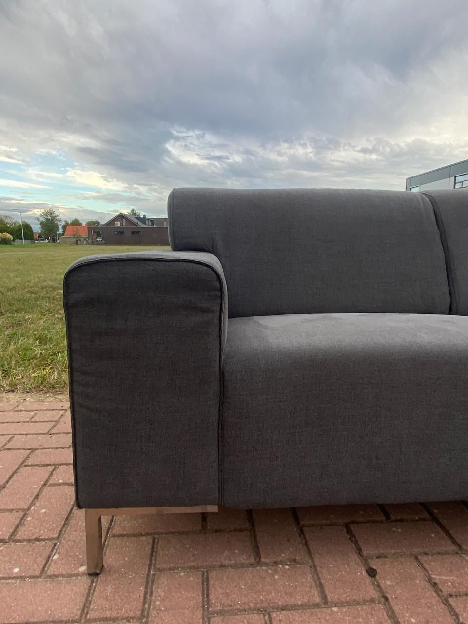 Mooie Grijze Stoffen Hoekbank-Moderne Lounge Zit-Gratis Levering