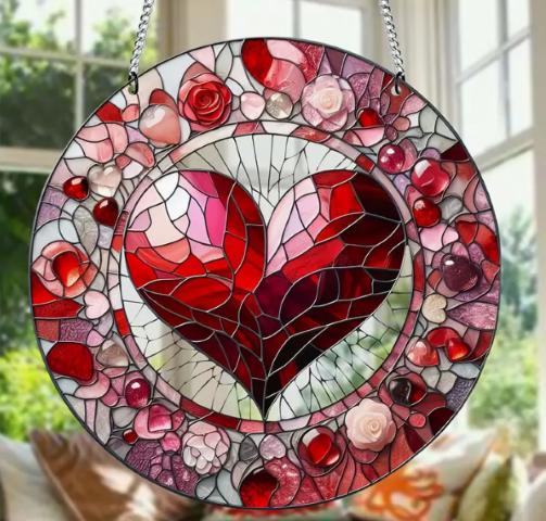 Raamhanger Hart rood met roze