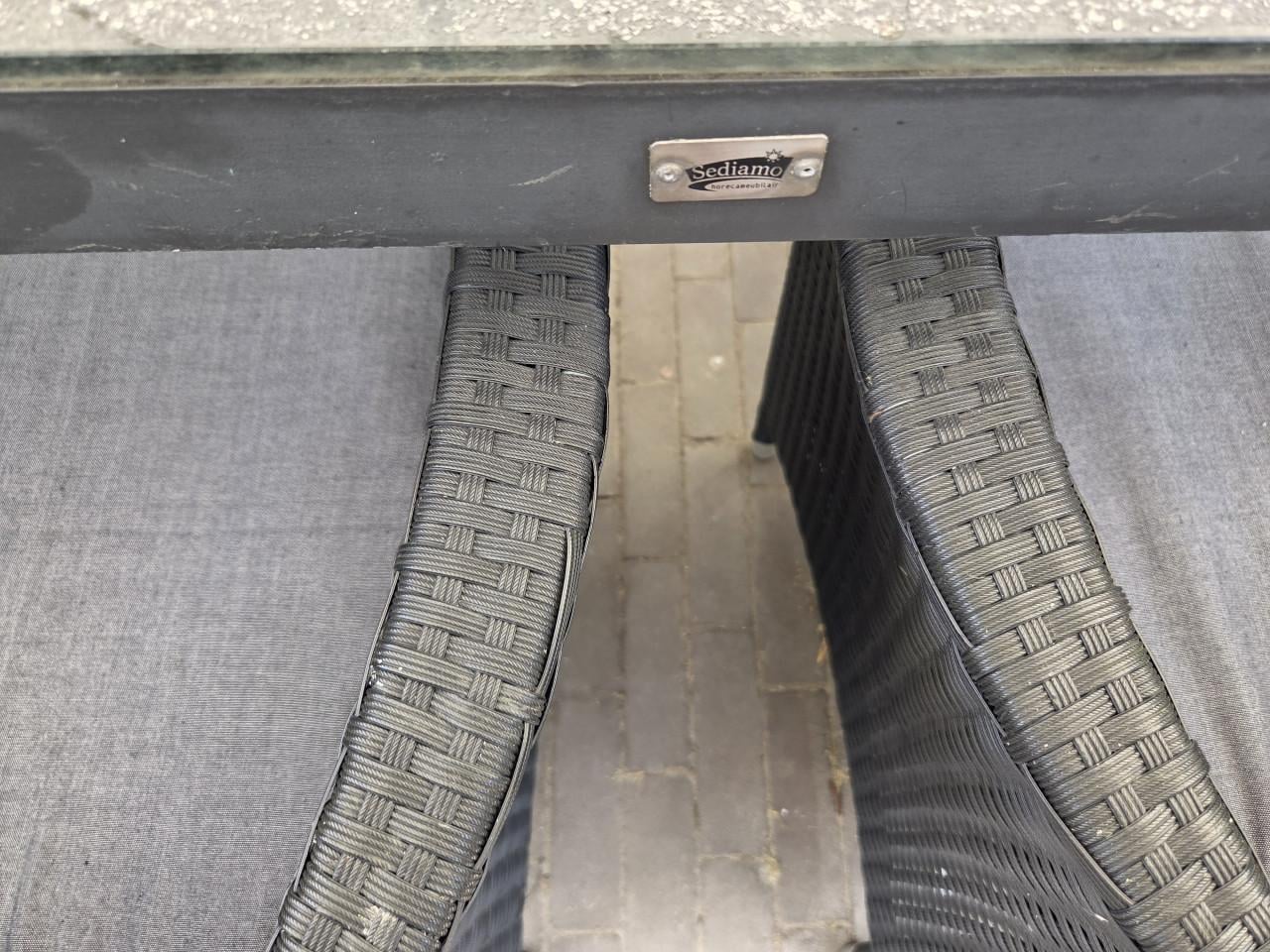 Tuintafel Jutlandia composiet 90x205 + 6 wickerstoelen
