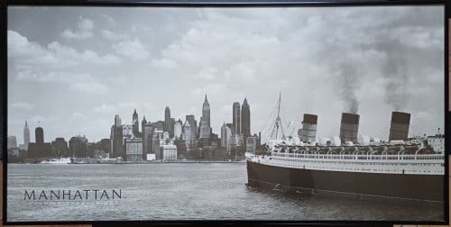 Ingelijste foto Manhattan, MS Queen Elizabeth 1957