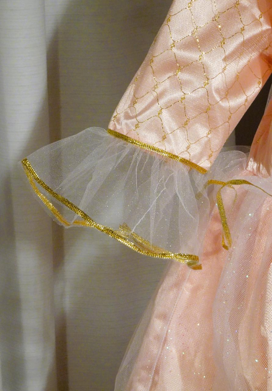 Nieuw ! Maat 128-134 Lange Zalmroze Barbie Prinsessenjurken + Kroon