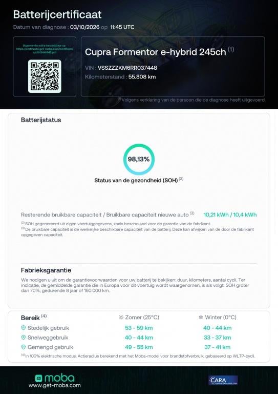 Cupra Formentor 1.4 e-hybride vz performance 245 pk | soh 98.13% | trekhaak