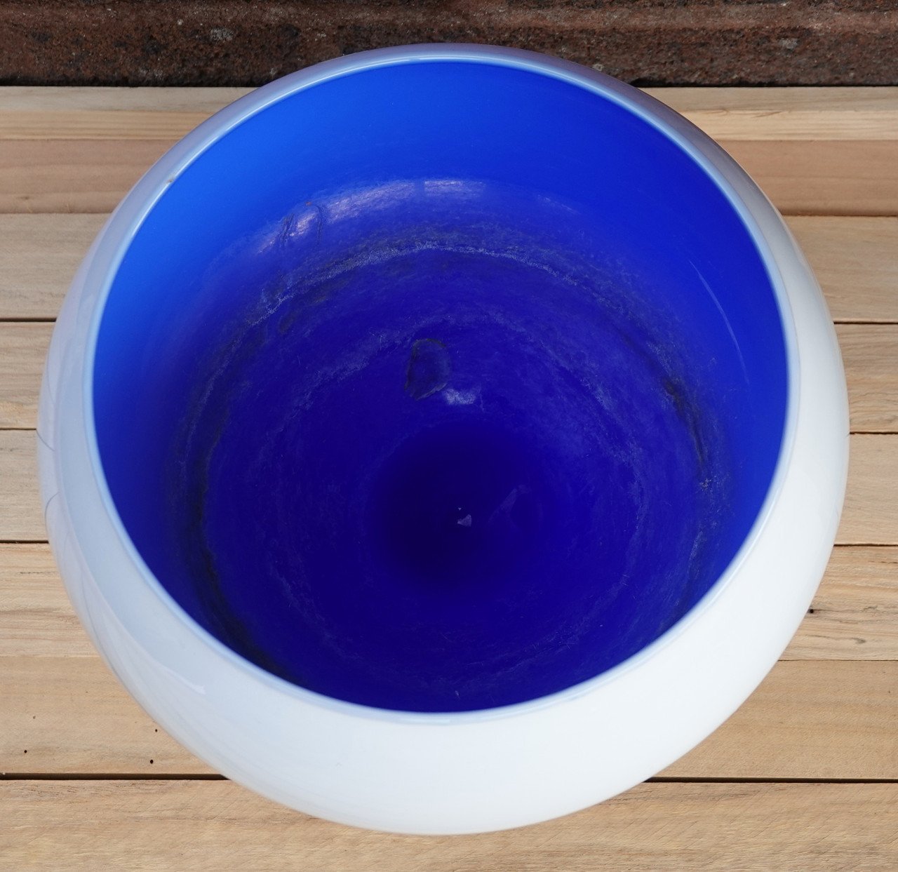 Grote Arti Cristal Vetro, (planten)pot op voet, pastelblauw