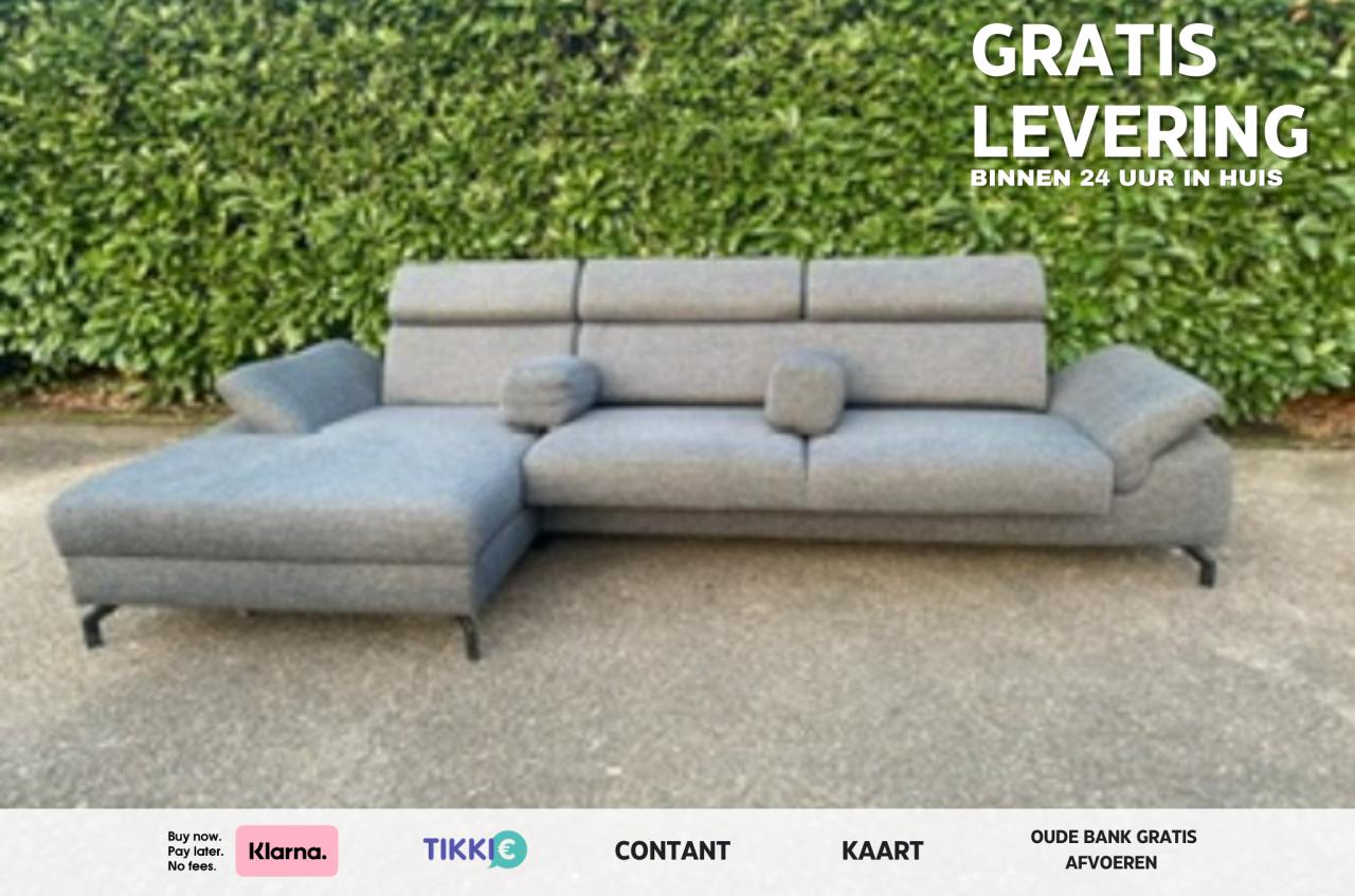 Montèl Modena Hoekbank–Uitschuifbare Zitvlakken–Luxe Grijs Design