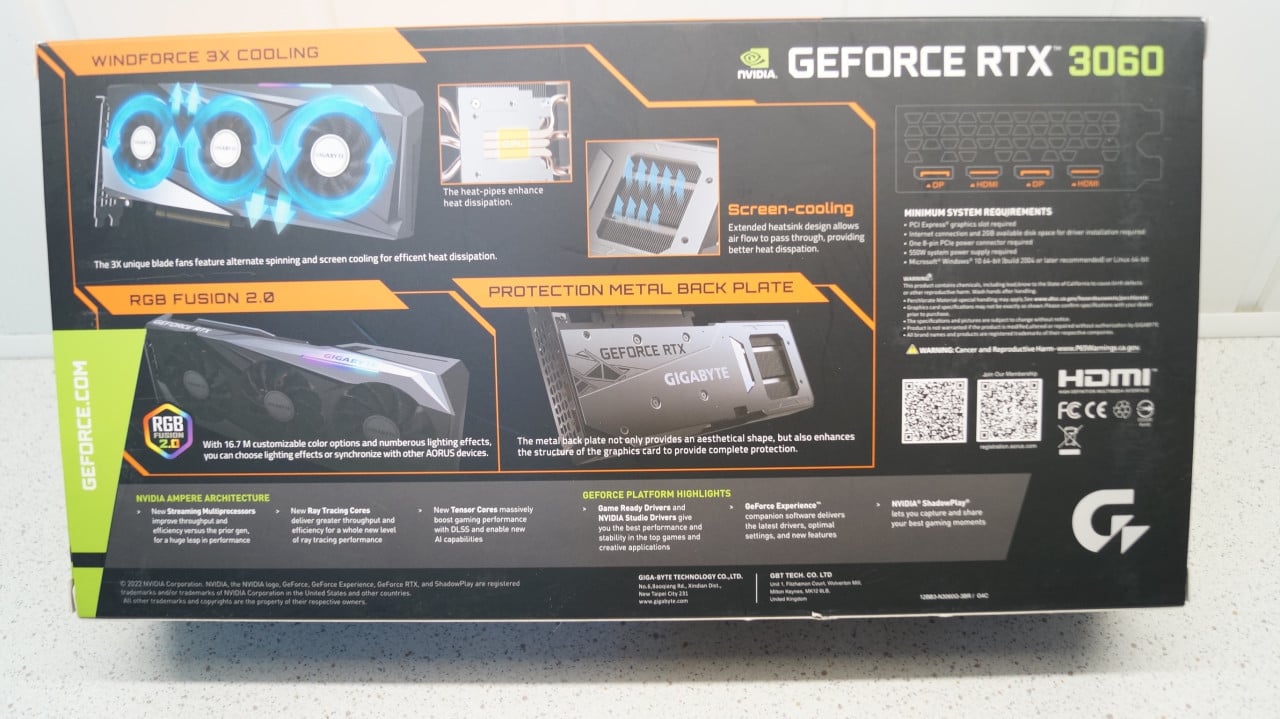Videokaart Gigabyte/Nvidia RTX3060 12Gb gaming