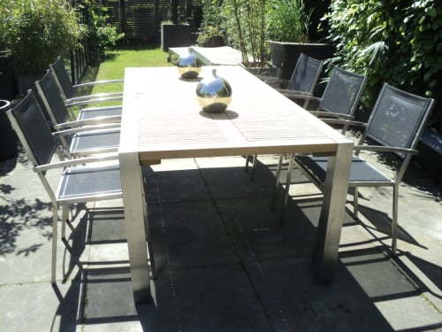 Prachtig TEAK HOUTEN / RVS tuinset 6 pers.