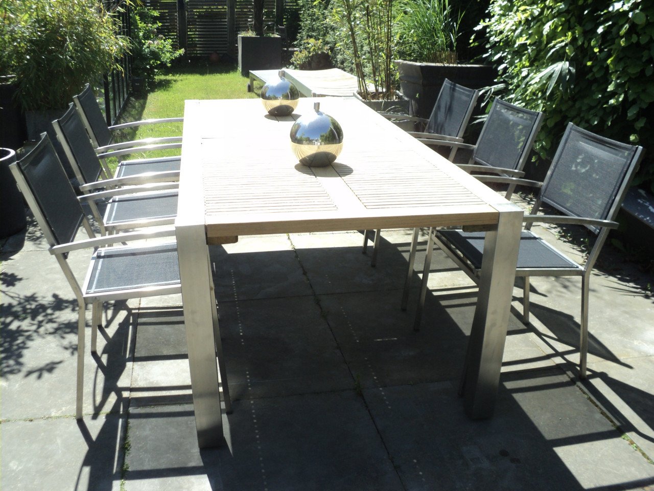 Prachtig TEAK HOUTEN / RVS tuinset 6 pers.