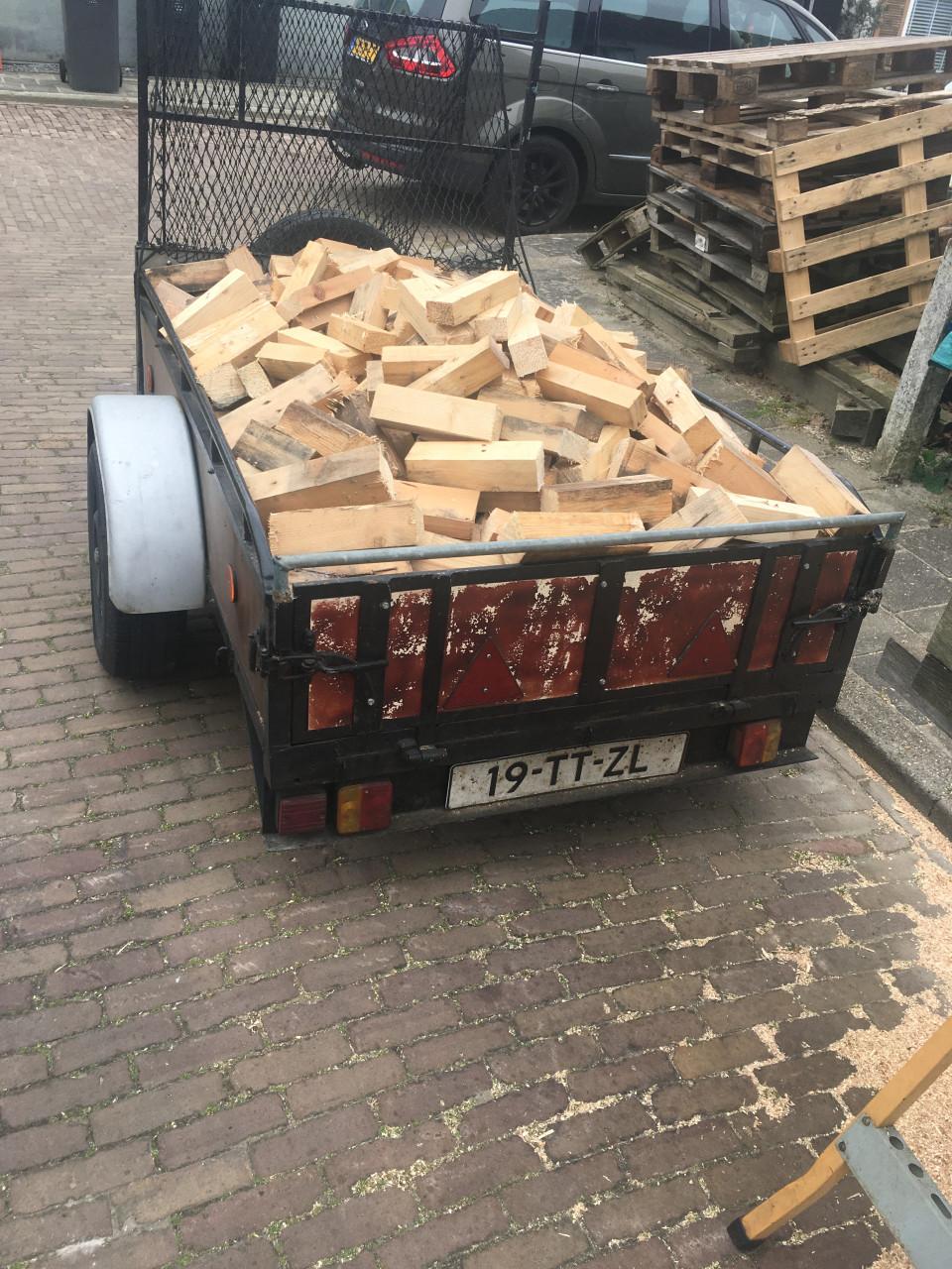 Haardhout mix voornamelijk balkhout 1 losgestorte kuub mix beuk berk vuren