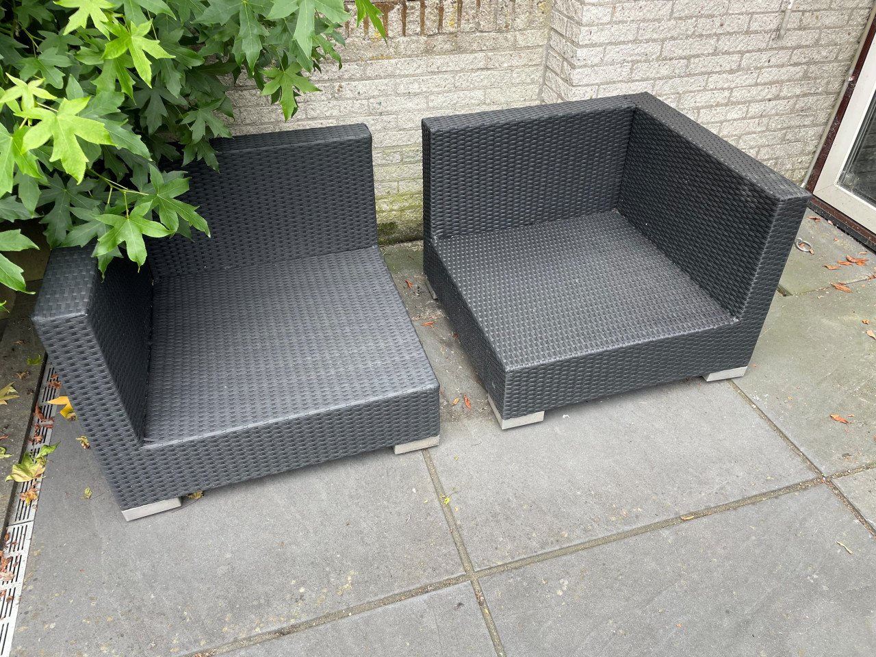 Loungeset tuin antraciet 166x82x63