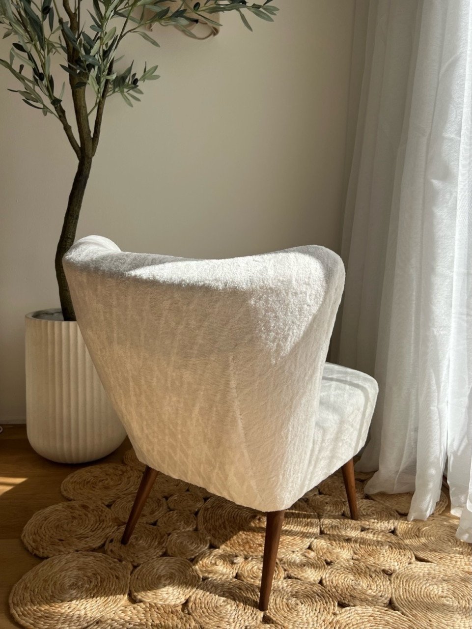 Cocktailstoel Japandi/vintage stijl | Nieuw gestoffeerd