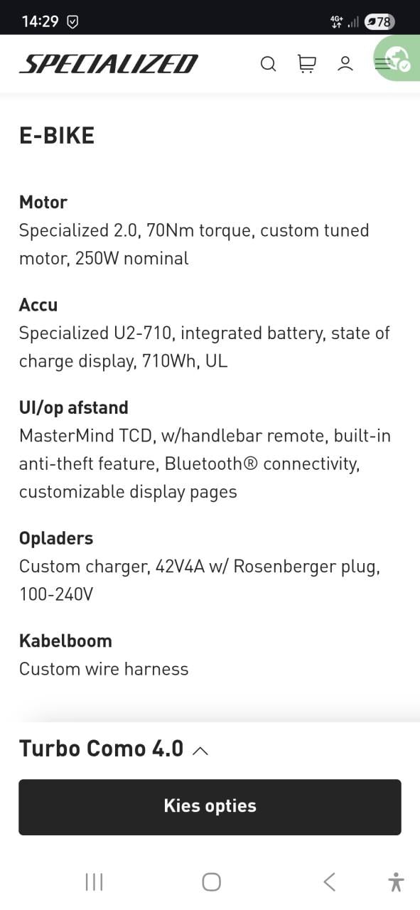 Spezialized Como 4.0 NB e Bike