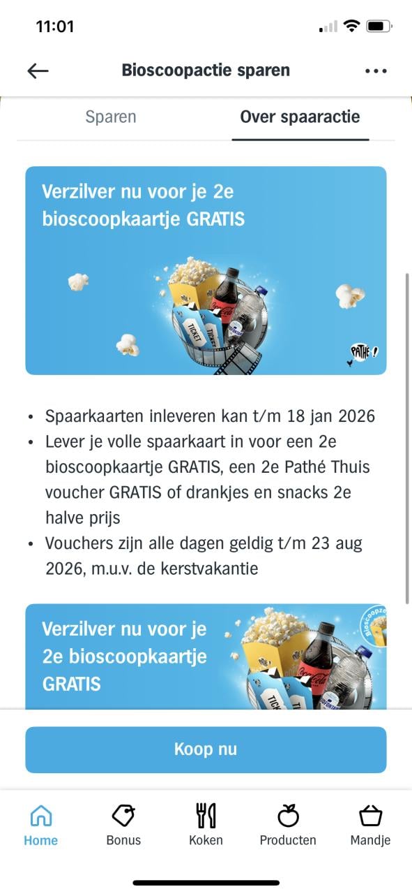 2 volle spaarkaarten bioscoop Ah