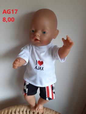 Poppenkleertjes baby born. Set Ajax. Opbrengst KiKa.