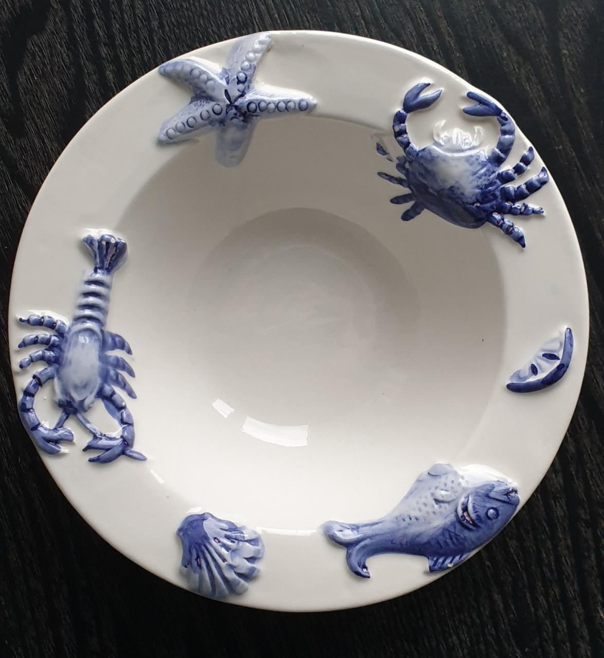 3 Prachtige schalen met visafbeeldingen 31, 28,5 en 18 cm doorsnede