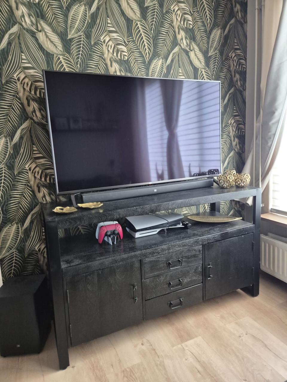 Zwarte mangohouten dressoir/tv meubel