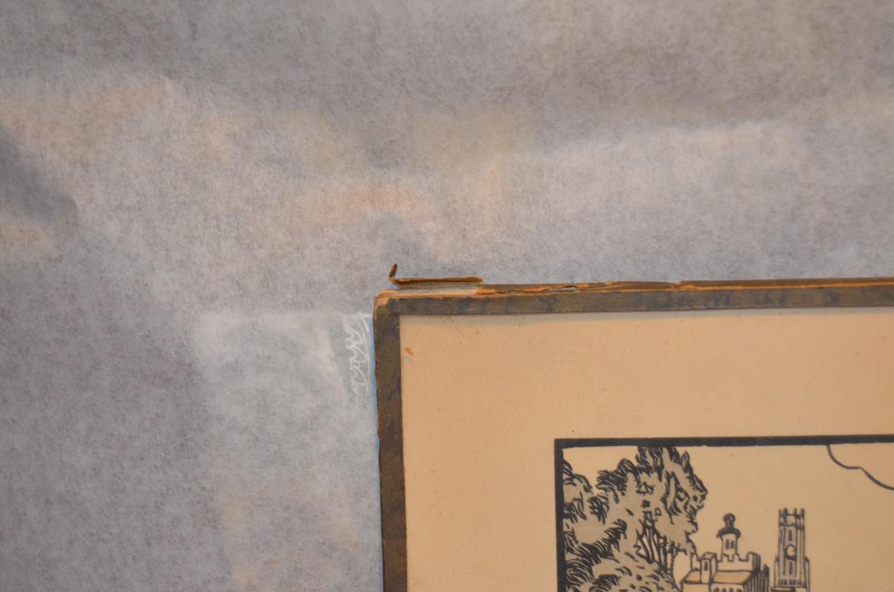 4 Etsjes gesign. 'van Oost' dorps / stadsgezichten