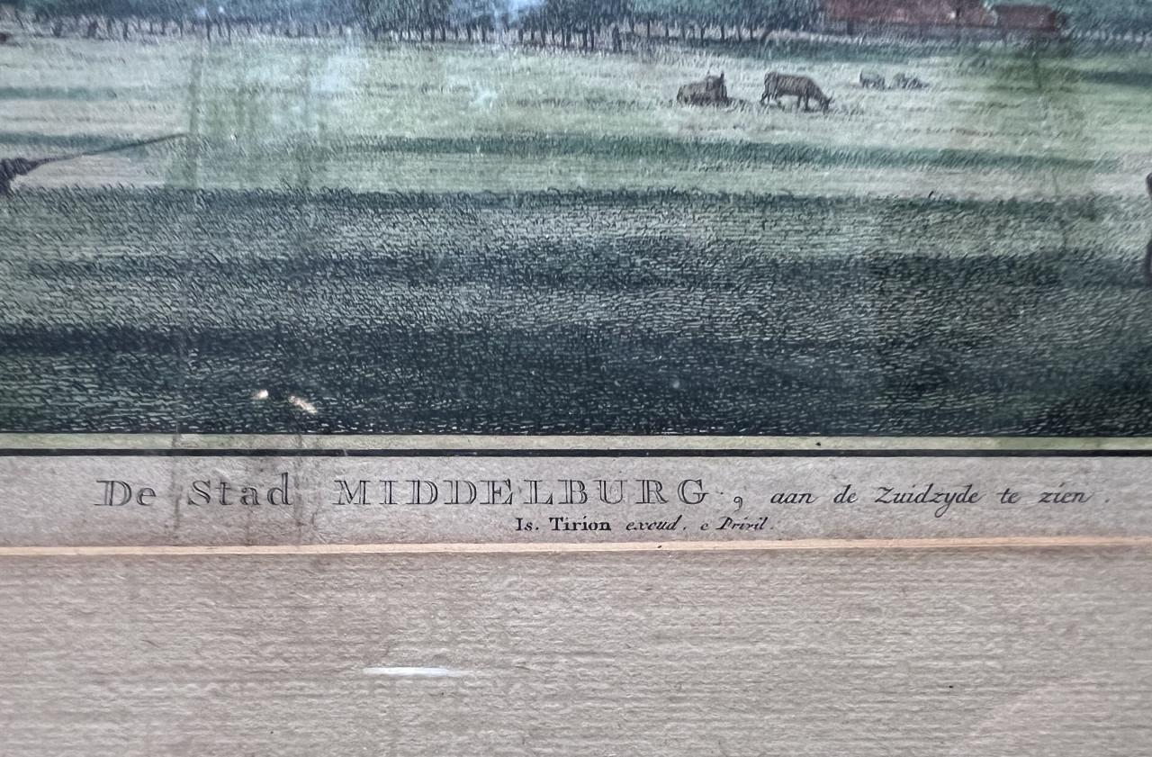 Antieke kopergravure Stad Middelburg (18e eeuw)