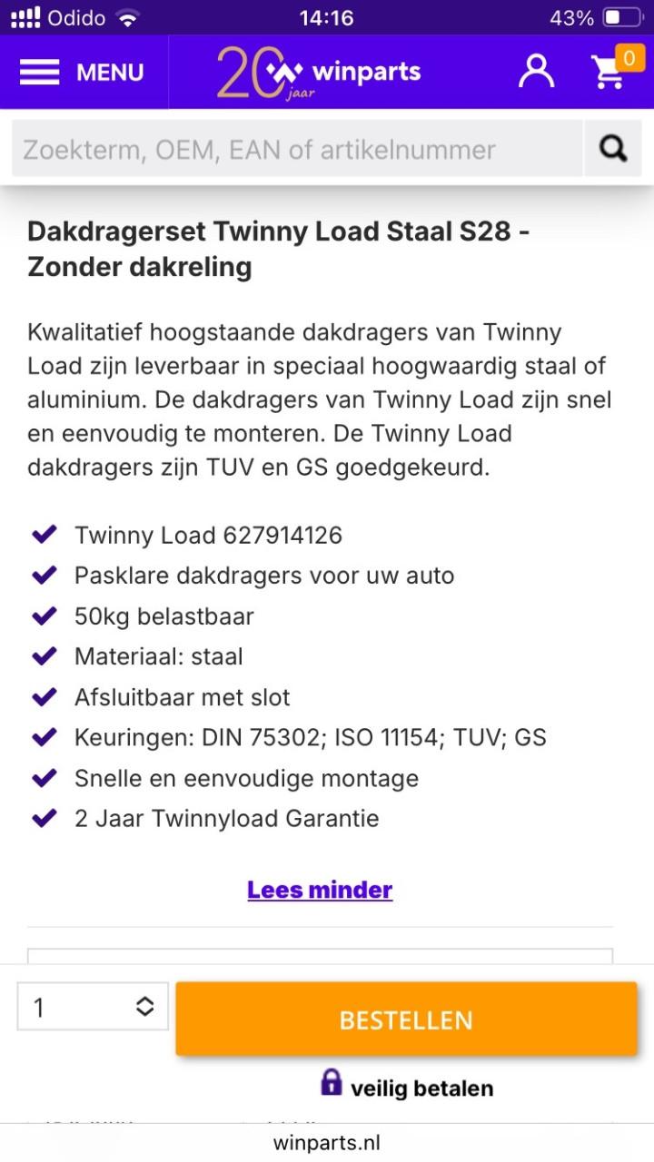 Dakdragers fiat punto 2016