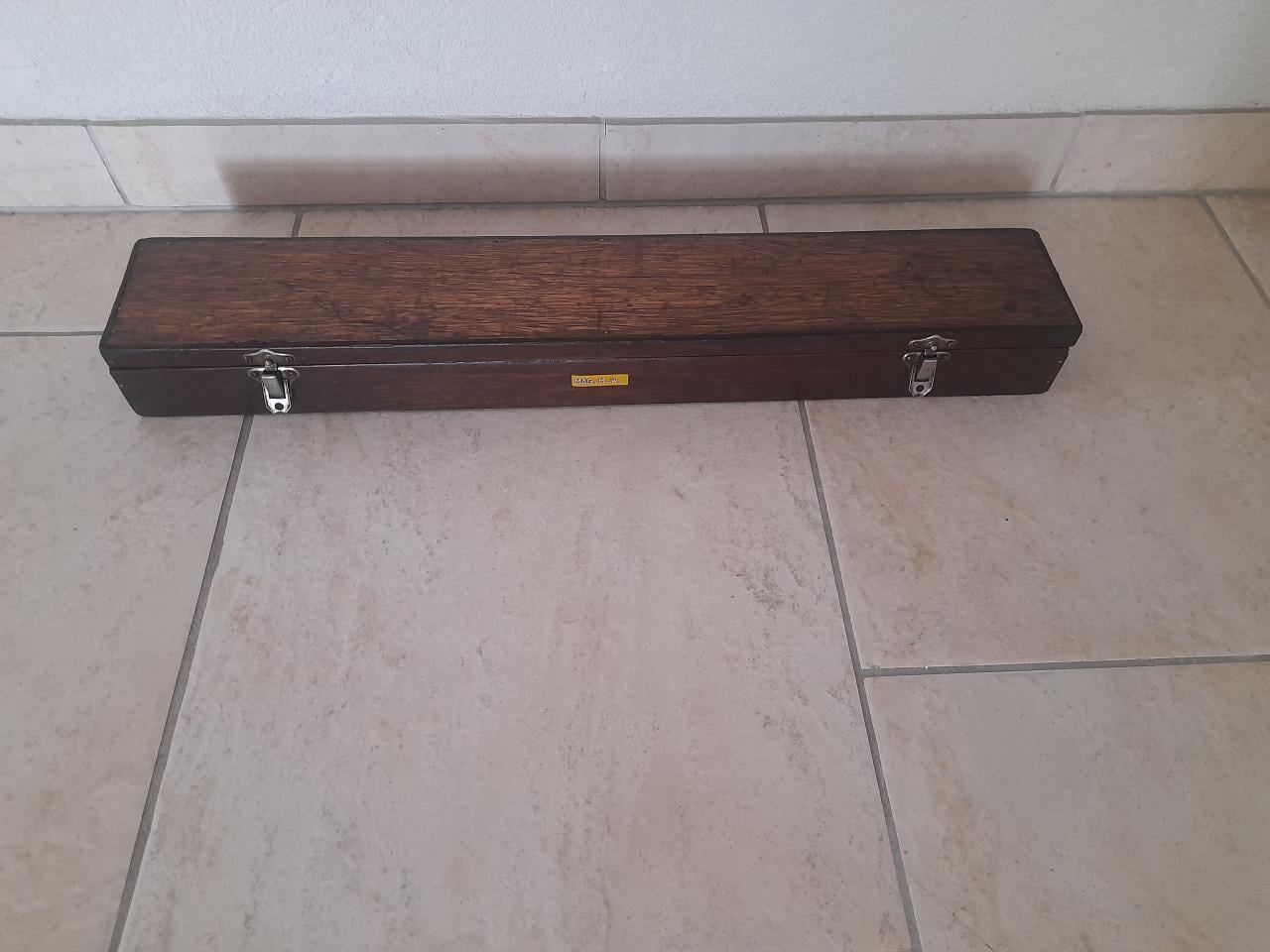 Oude koperen/messing vetspuit met bijpassend kistje.