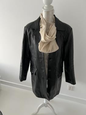 Lederen damesjas, blazermodel zwart, mt 40