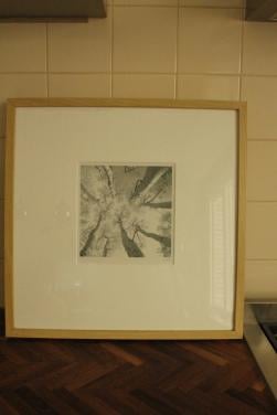 Houten lijst met prent..Adam Brock of Tony Koukos