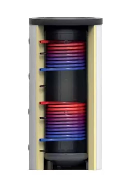 Buffervat 800 liter, 2 warmtewisselaars