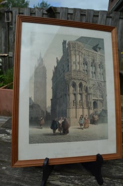 Belgische lithografische prenten van gebouwen (2)