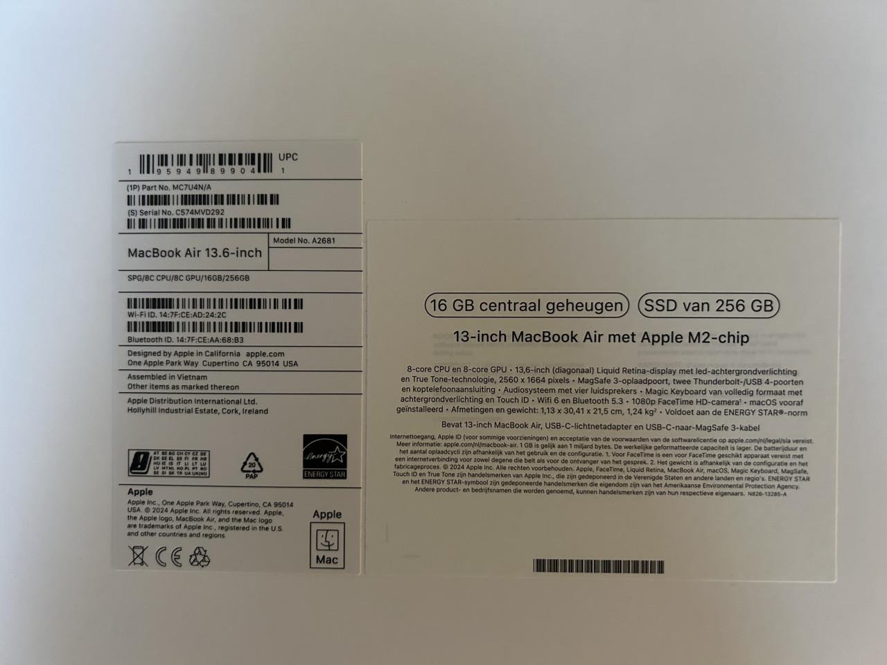 Splinternieuwe Mac book air M2 2024