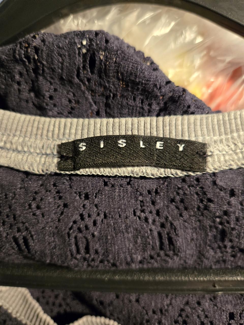 Zwart Kanten shirt van Sisley  Maat 160 /10-11 jaar.