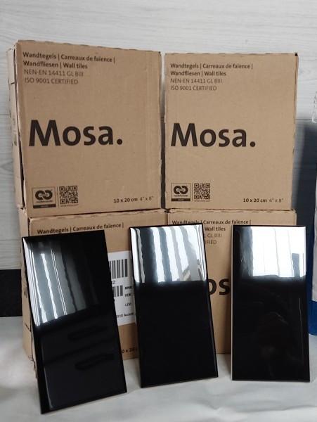 4 m2 Zwart Glans Mosa Tegel 20x10 cm