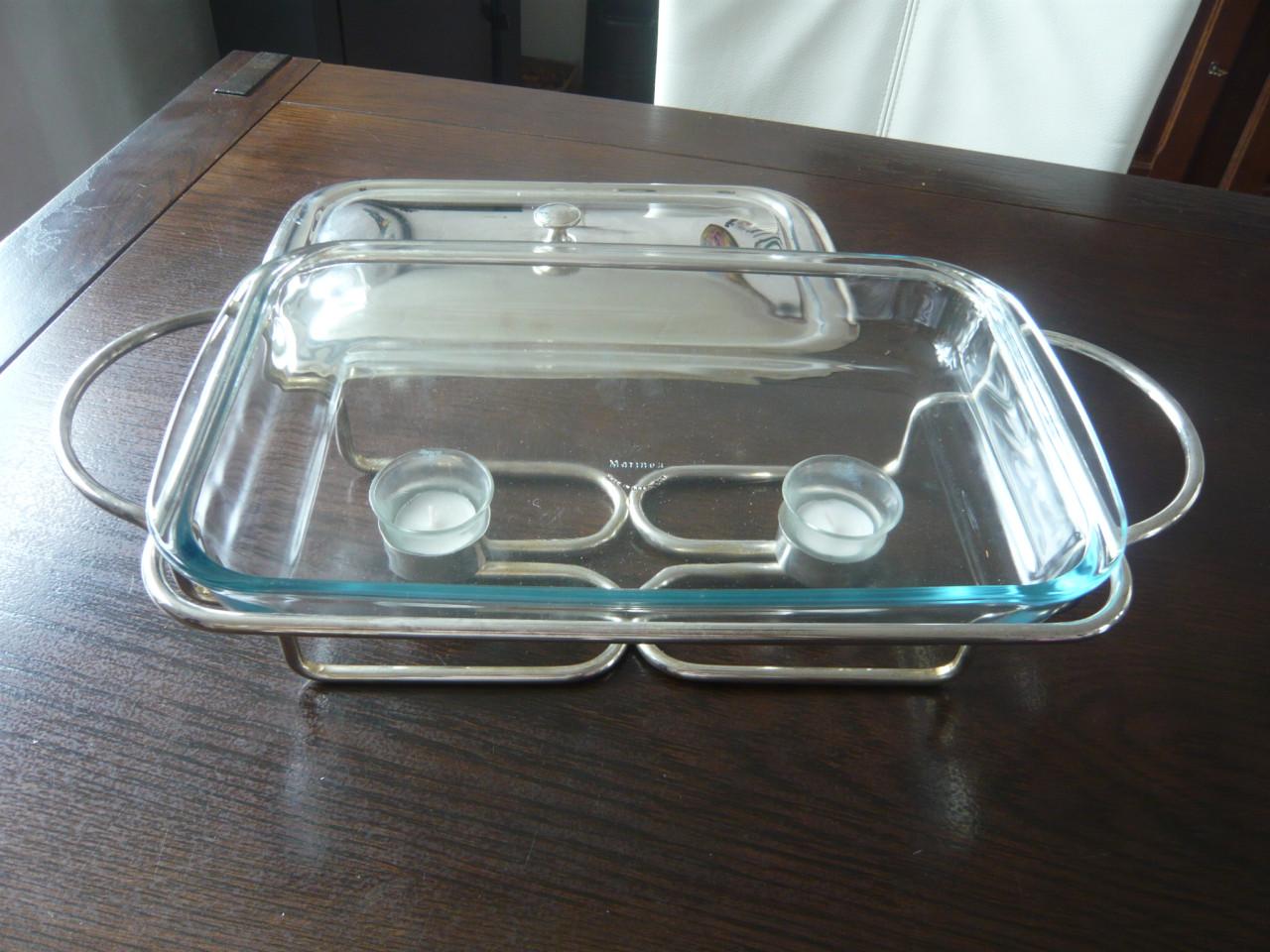 Warmhoud schaal / Rechaud zilver.