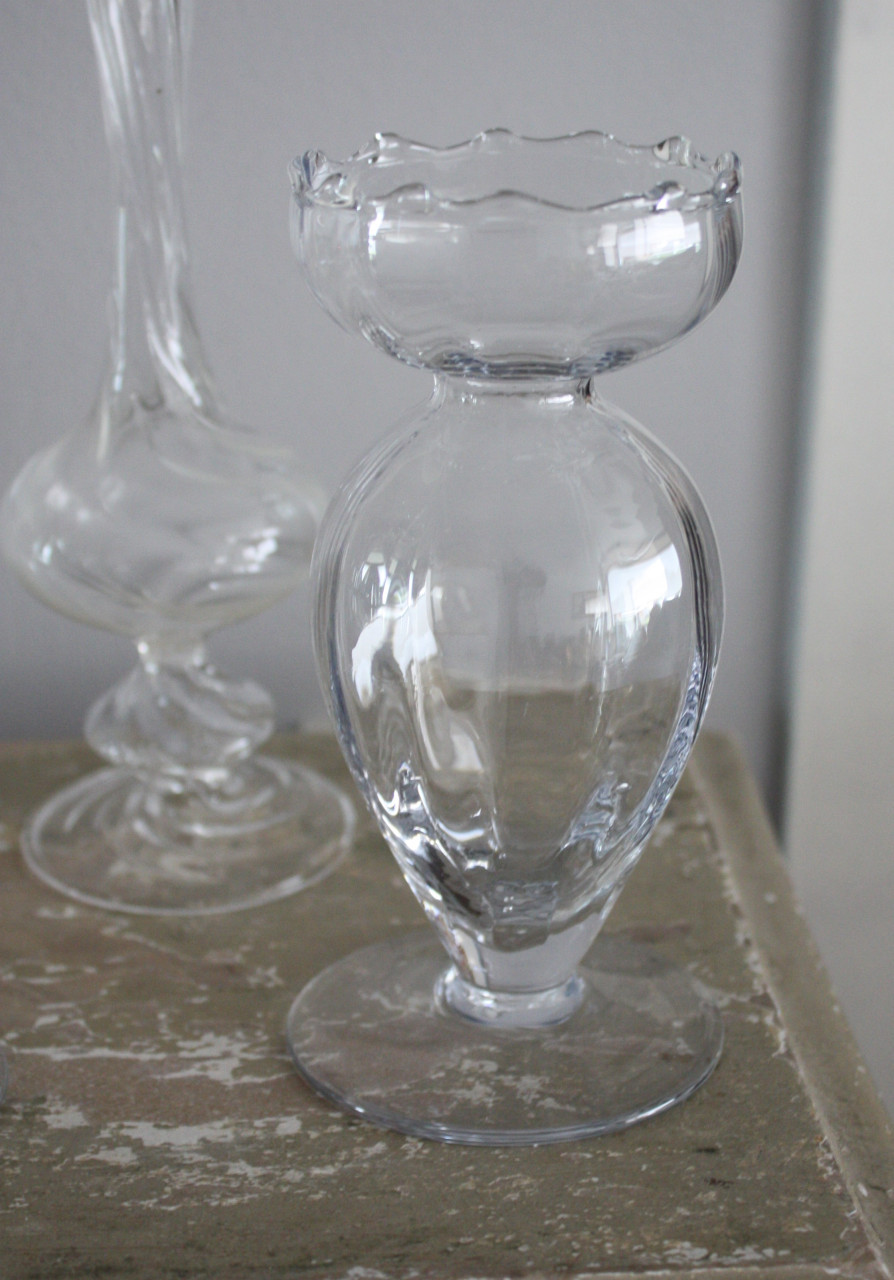 Set van 3 transparante glzaen vaasjes