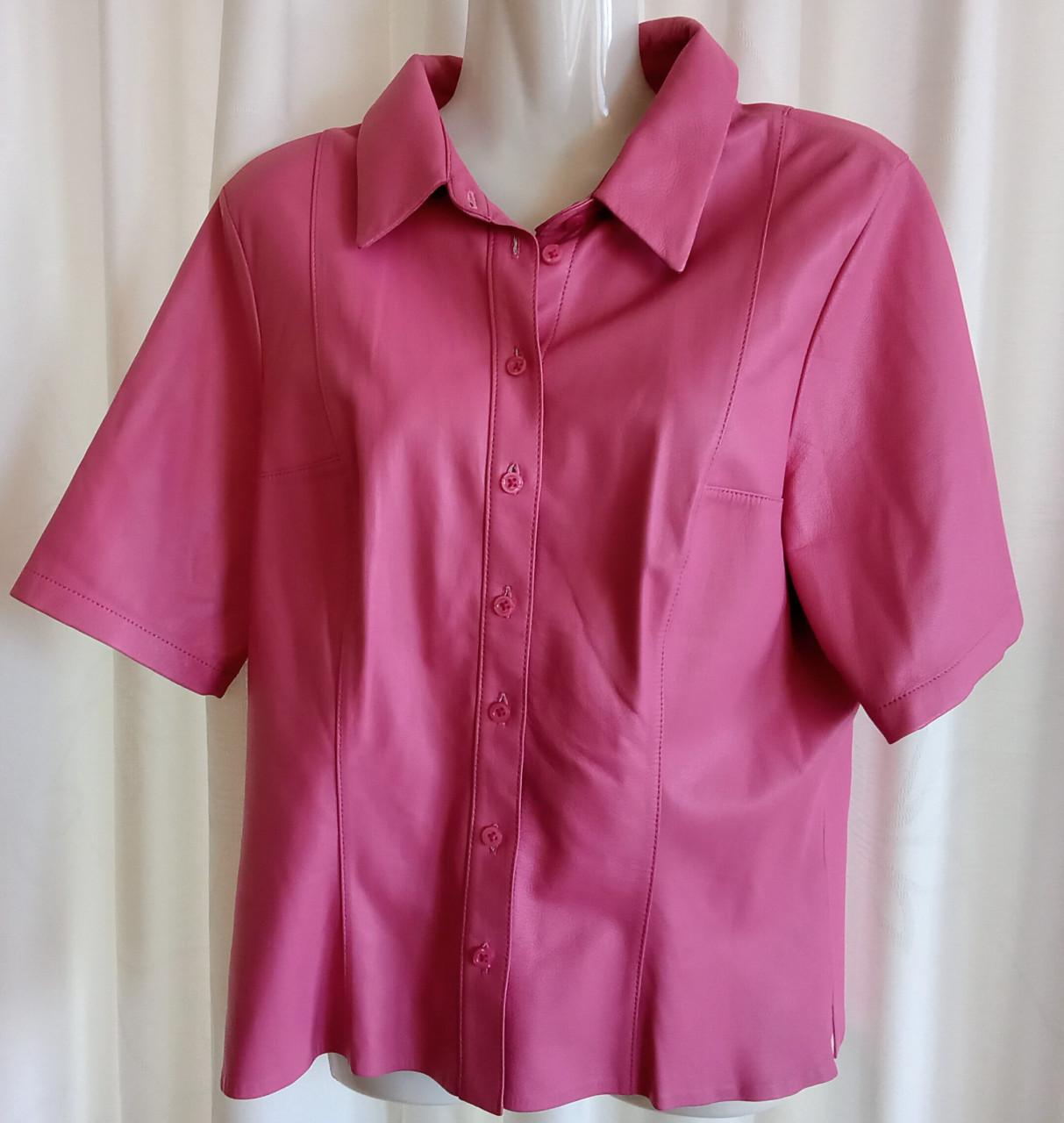 Echt leren roze bloesje