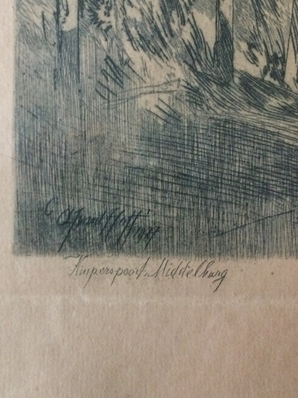 Kuiperspoort Middelburg ets van A.J. van 't Hoff